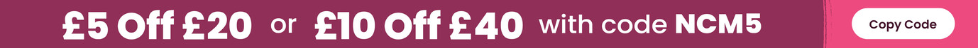 &pound;5 off &pound;20 or &pound;10 off &pound;40 with code NCM5. Clicking copies code to pasteboard.