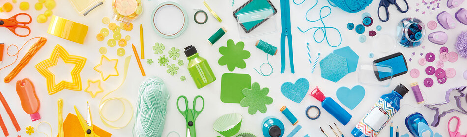 A selection of colourful craft supplies