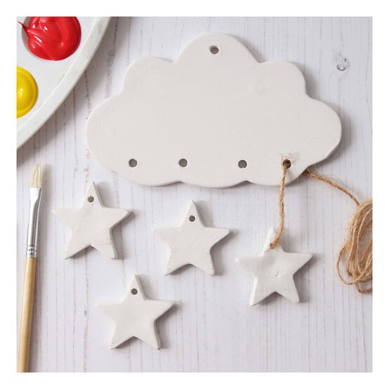 Unglazed Ceramic Cloud and Stars Decoration 14cm image number 1