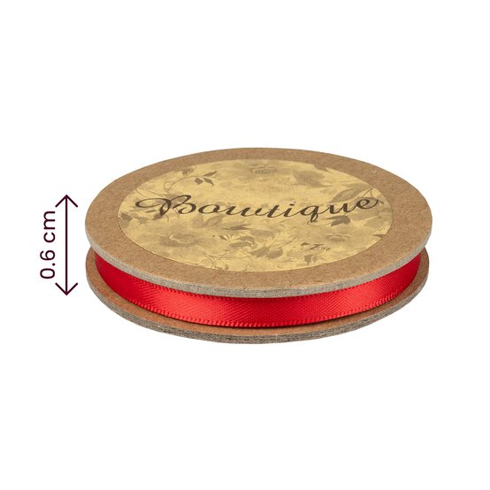 Red Double-Faced Satin Ribbon 6mm x 5m image number 4