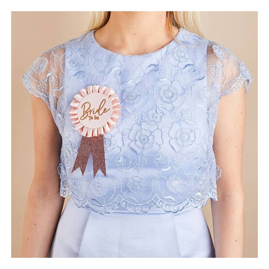 Pink and Rose Gold Bride to Be Rosette Badge image number 2