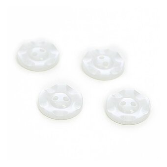 Hemline White Basic Scalloped Edge Button 4 Pack