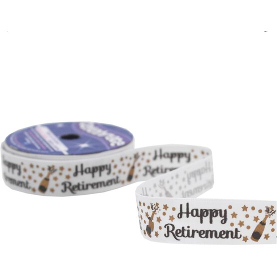 Happy Retirement Satin Ribbon 16mm x 4m image number 3