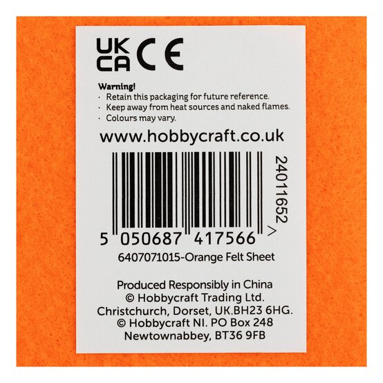Orange Polyester Felt Sheet A4 image number 6