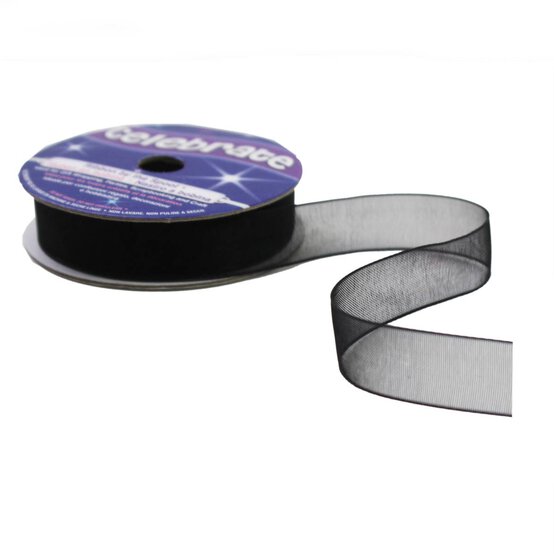 Black Organdie Ribbon 12mm x 6m image number 3
