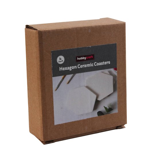 Unglazed Ceramic Hexagon Coasters 4 Pack image number 4
