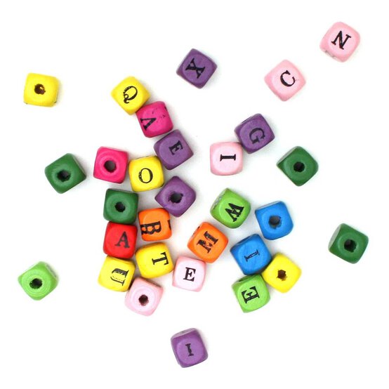 Bright Alphabet Wooden Bead Bag 55g image number 1