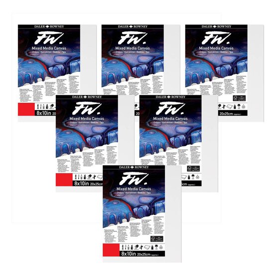 Daler-Rowney Mixed Media Canvases 20cm x 25cm 6 Pack image number 1