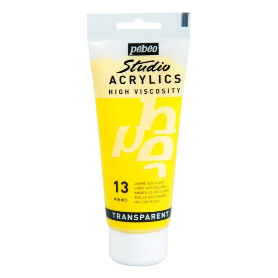 Pebeo Light Azo Yellow Studio Acrylic Paint 100ml image number 1