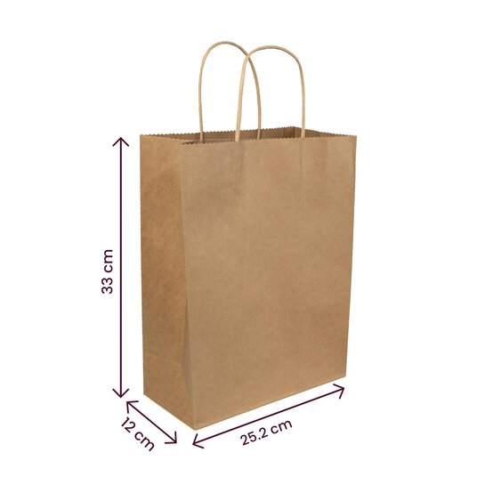 Kraft Gift Bag 33cm x 25cm 5 Pack image number 3