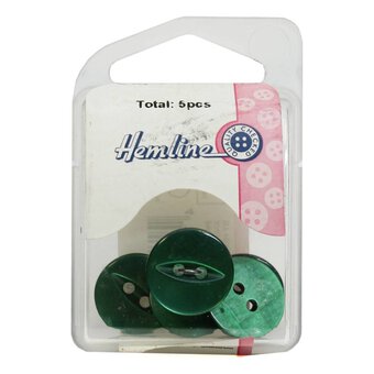 Hemline Emerald Basic Fish Eye Button 5 Pack