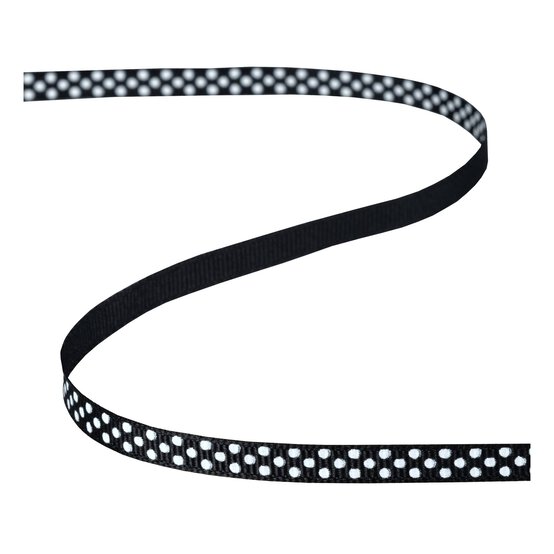 Black Grosgrain Polka Dot Ribbon 6mm x 5m image number 2