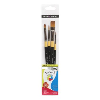 Daler-Rowney System3 Acrylic 400 Long Handle Brush Set 4 Pack