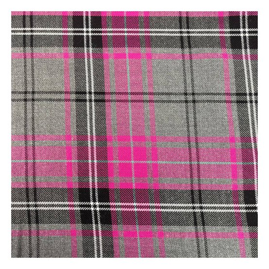 Grey and Pink Poly Viscose Tartan Fabric by the Metre image number 2