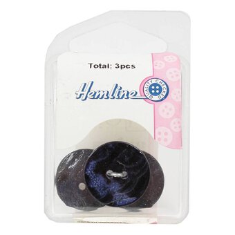 Hemline Sky Blue Shell Mother of Pearl Button 3 Pack