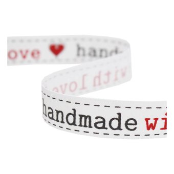 Red Handmade with Love Satin Ribbon 12mm x 4m