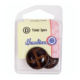Hemline Brown Novelty Round Shank Button 2 Pack