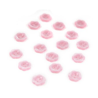 Hemline Pink Basic Flower Button 17 Pack