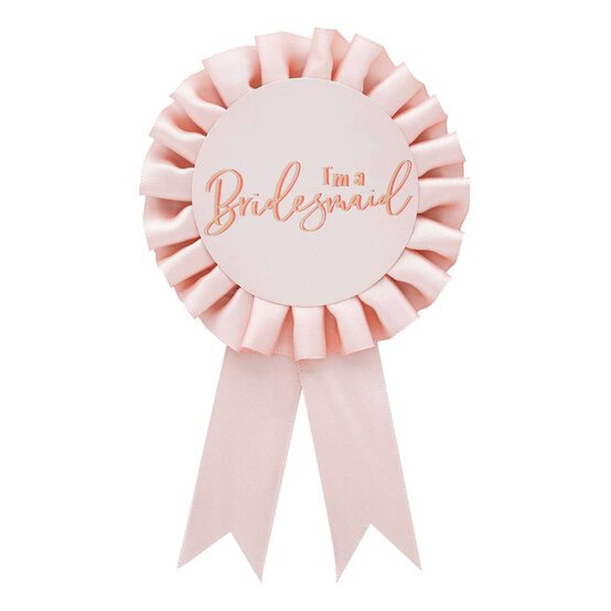 Pink and Rose Gold Bridesmaid Rosette Badge image number 1