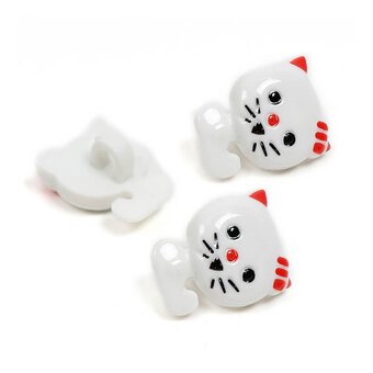 Hemline White Novelty Cat Button 3 Pack