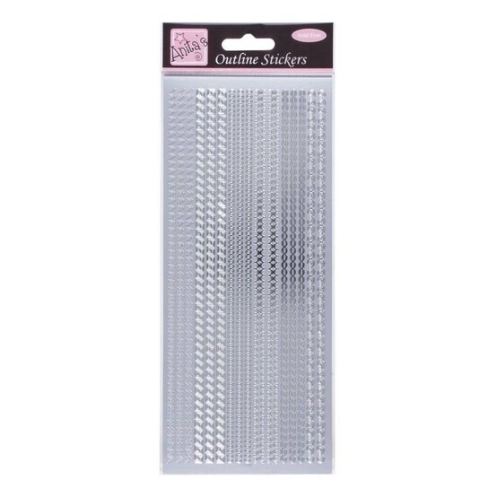 Outline Stickers Assorted Borders Silver image number 1