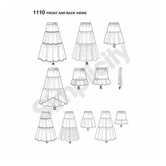 Simplicity Tiered Skirt Sewing Pattern 1110 (XXS-XXL)