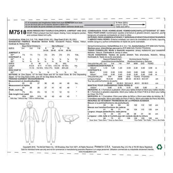 McCall&rsquo;s Family Onesies Sewing Pattern M7518 (S-XL) image number 2