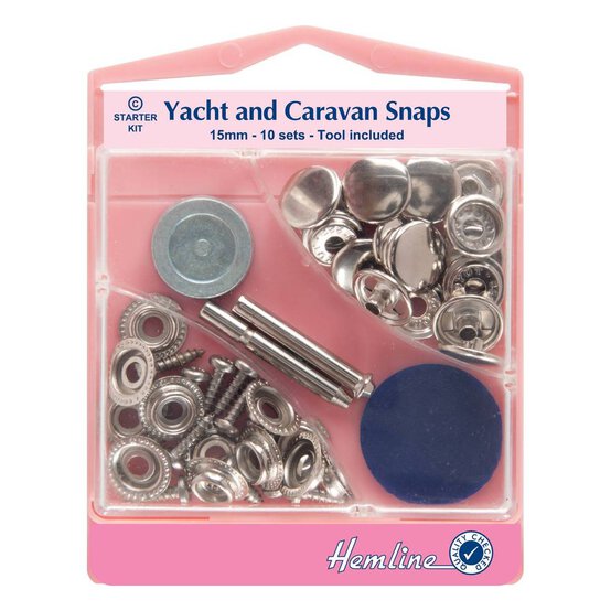 Hemline Silver Yacht and Caravan Snaps 15mm 10 Pack image number 1