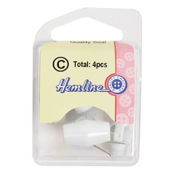 Hemline White Basic Barrel Button 4 Pack