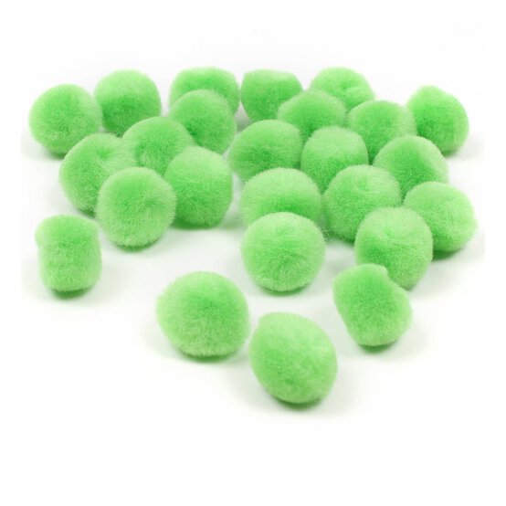 Bright Green Pom Poms 2cm 25 Pack image number 1