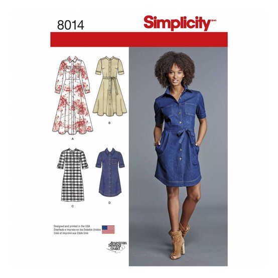 Simplicity Shirt Dress Sewing Pattern 8014 (6-14) image number 1