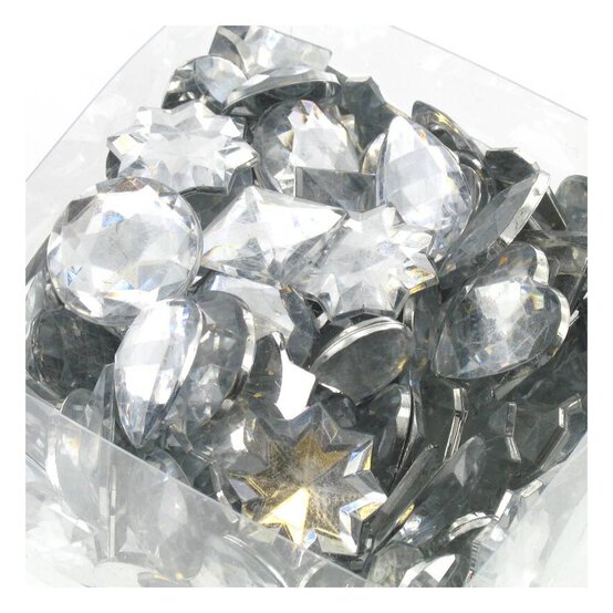 Large Silver Round Crystal Acrylic Stones image number 1