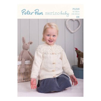 Peter Pan Baby Merino Knitted Yoked Cardigan Digital Pattern P1219