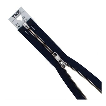 YKK Medium Weight Silver Elements Zip 66cm Navy Blue