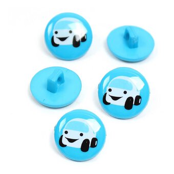 Hemline Blue Novelty Car Button 5 Pack