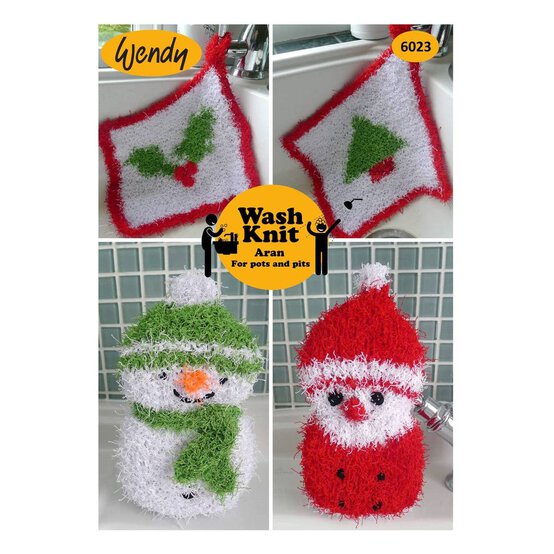Wendy Wash Knit Aran Christmas Cloths and Sponges Digital Pattern 6023 image number 1