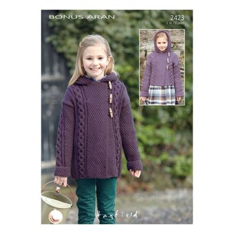 Hayfield Bonus Aran Girls Duffle Coat Pattern 2423