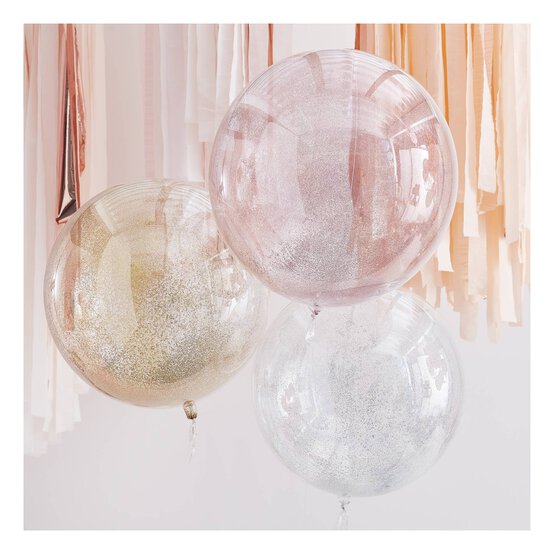 Ginger Ray Metallic Glitter Orb Balloons 3 Pack image number 2