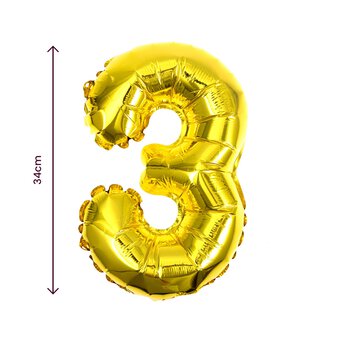 Gold Foil Number 3 Balloon