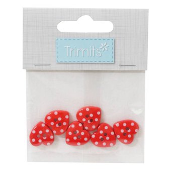 Trimits Dotty Heart Craft Buttons 6 Pieces