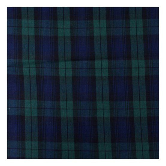 Navy and Green Tartan Polycotton Fabric by the Metre image number 2