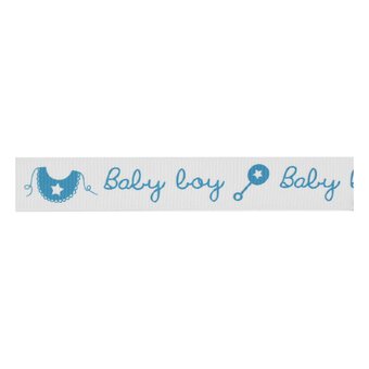 Baby Boy Rattle Grosgrain Ribbon 15mm x 5m