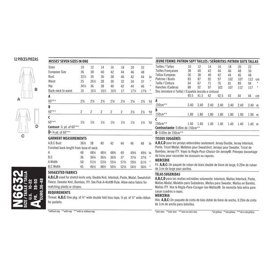 New Look Women&rsquo;s Knit Dress Sewing Pattern N6632 image number 2