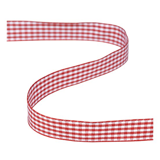 Red Gingham Ribbon 15mm x 4m