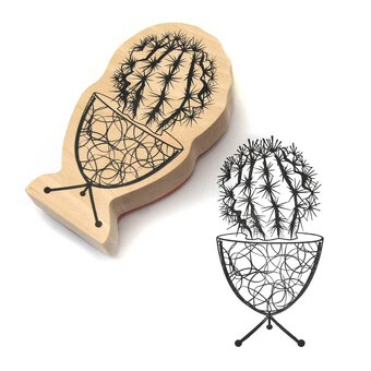 Cactus Wooden Stamp 10cm x 5.3cm