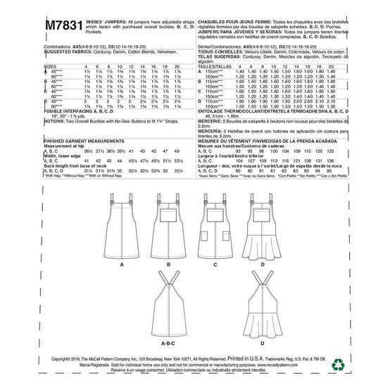 McCall&rsquo;s Pinafore Dress Sewing Pattern M7831 (12-20) image number 2