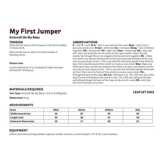 Knitcraft My First Jumper Digital Pattern 0302 image number 3