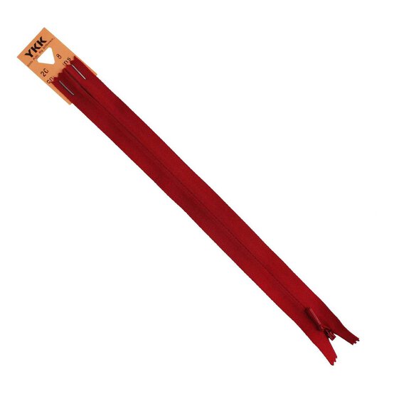 YKK Red Concealed Zip 20cm image number 2