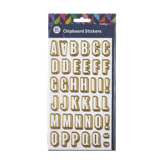 Gold Foil Alphabet Chipboard Stickers 84 Pieces image number 3