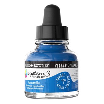 Daler-Rowney System3 Fluorescent Blue Acrylic Ink 29.5ml